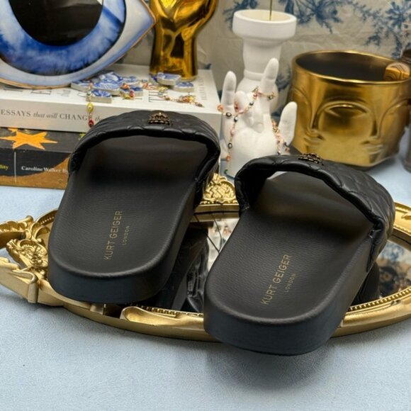 🆕 KURT GEIGER LONDON 🧿 NWOT Meena Eagle Slide, Quilted Black - Sz EU 41 US 10 - Picture 10 of 15
